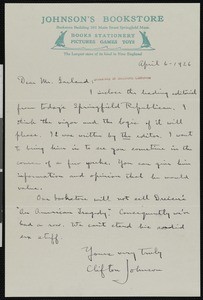 Clifton Johnson, letter, 1926-04-06, to Hamlin Garland