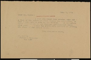 Hamlin Garland, letter, 1914-10-03, to Henry Hoynes