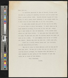 Hamlin Garland, letter, 193?, to Zulime Garland