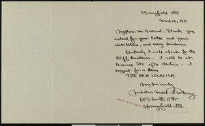 Nicholas Vachel Lindsay, letter, 1911-03-12, to Hamlin Garland