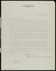 Edward Marshall, letter, 1915-02-20, to Hamlin Garland