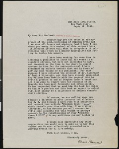 Charles Romm, letter, 1919-09-19, to Hamlin Garland