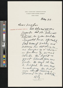 Hamlin Garland, letter, to Lorado Zodac Taft