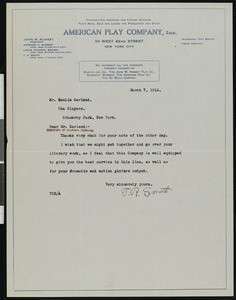 T.R. Smith, letter, 1916-03-07, to Hamlin Garland