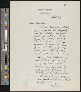 Hamlin Garland, letter, to Lorado Zodac Taft