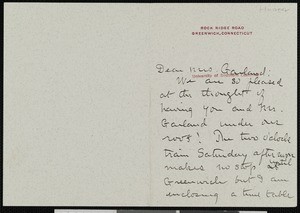 Blanche Ferry Hooker, letter, to Zulime Taft Garland