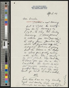 Hamlin Garland, letter, to Lorado Zodac Taft