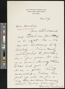 Hamlin Garland, letter, to Lorado Zodac Taft