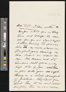 Hamlin Garland, letter, to Lorado Zodac Taft