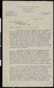 Arthur Bissell, letter, 1911-09-07, to Hamlin Garland