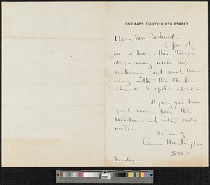 2 letters, 193?, to/from Zulime Garland, Anna H. Huntington & Mary Isabel Johnson