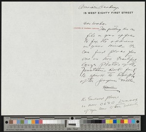 Hamlin Garland, letter, to Lorado Zodac Taft