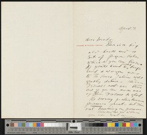 Hamlin Garland, letter, to Lorado Zodac Taft