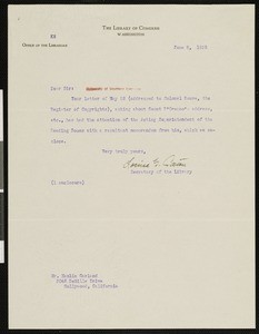 Louise G. Caton, letter, 1938-06-08, to Hamlin Garland — Calisphere