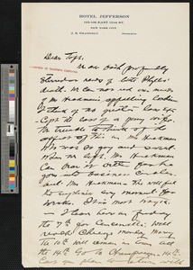 Hamlin Garland, letter, to Lorado Zodac Taft