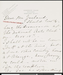 Corinne Roosevelt Robinson, letter