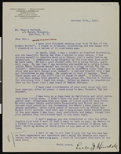 Lester J. Hinsdale, letter, 1917-10-27, to Hamlin Garland