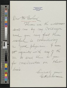 G.A. Waterman, letter, 1934, to Hamlin Garland