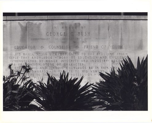 Memorial Plaque at South Pasadena High School Honoring George C. Bush