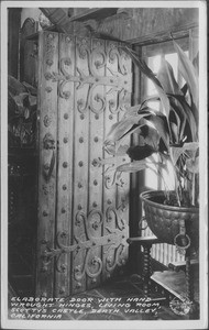 Elaborate door with hand wrought hinges, living room, Scotty's Castle, Death Valley, California