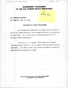 4.1. General counsel press releases / misc., 1991 Apr. 1 - July 22