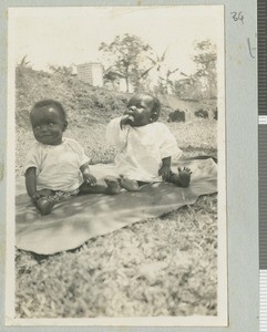 Two infant children, Chogoria, Kenya, ca.1940