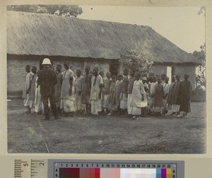 Institution boys preparing for work, Livingstonia, Malawi, ca.1903