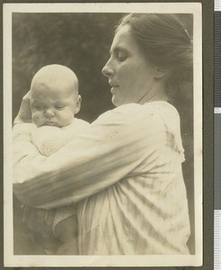 Woman holding baby Anthony, Aberdeen, Scotland, 1922