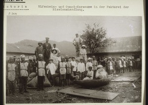 Cameroon, Victoria, a caravan with ivory and rubber in the Mission Trading Company trading post