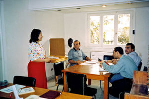 Ebtebag along with some of the students in library reading room