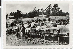 Textile market, Addis Abeba, Ethiopia, 1938