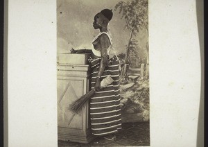 Ga girl with broom for sweeping