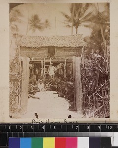 Group outside teacher's house, Boera, Papua New Guinea, ca. 1890