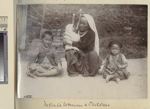 Nepalese woman and children, Eastern Himalayas, ca.1888-1929