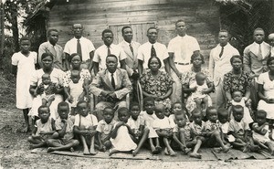 Reverend Ndjave with his family, in Gabon