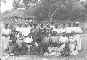 Young girls of the sewing-school, Elim, Limpopo, South Africa, ca. 1896-1911