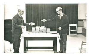 Missionary Marius Bøch-Jensen assigns the first Bible to Jørgen Nørgaard Pedersen