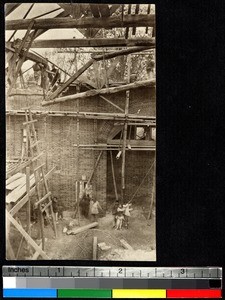 Putting on the roof, Chengdu, China, ca.1920
