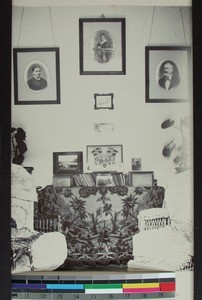 Interior view from a room in a Norwegian missionary family's home, Madagascar