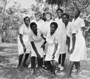 Nurses at Izimbya Clinic, the North Western Diocese, Tanzania, January 1986. From Denmark: Lene