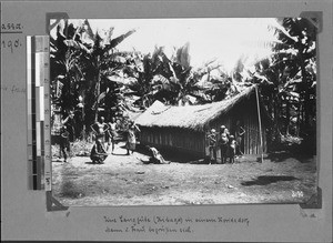 Konde man and woman greeting each other, Nyasa, Tanzania, ca. 1891-1916