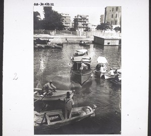 Boats with hawkers in Port Said