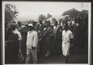 A chief's entourage during the procession at the Annivesary in Akropong 1928