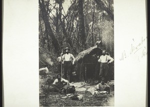 Rest camp by the new crater on Cameron mountain. The missionaries Stahl and F. Spellenberg