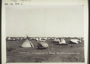 Cheyenne village. Temporary encampment of Chey. At Cantonment O.K