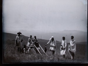 Malagasy carriers in the foreground, Bara, Madagascar, ca.1893