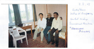 Kamalesh Biswas on the "Peace Mission", North India - Here sitting between the Bodo/Boro Bishop