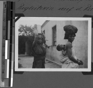 Tembu woman with child on the back, South Africa East