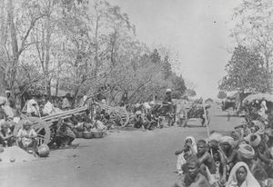 Santalistan/Santal Parganas, Nordindien. Markedet i Benagaria. Manden i vognen kan måske være Paul Olaf Bodding. Foto ca. 1890-92