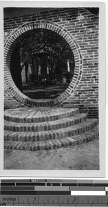 Moon gate at convent in Pingnan, China, 1935